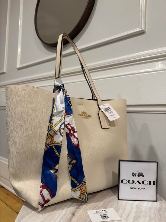 Coach Handbags - Coach Large Town Tote Chalk Pebbled Leather Off White Tote